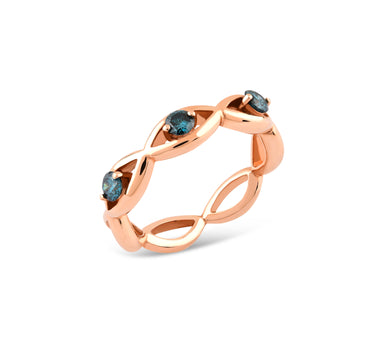 Gold Ring with Blue Diamond Stone - Waterfall
