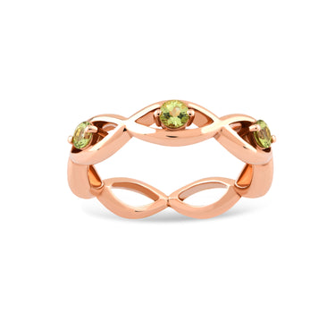 Green Peridot Stone Gold Ring - Waterfall
