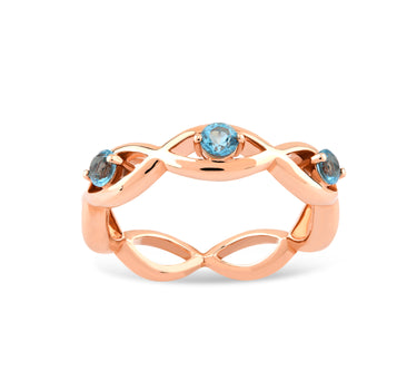 Gold Ring with Blue Topaz Stone - Waterfall