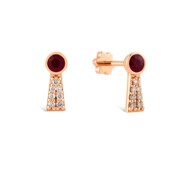 Yakut ve Pırlanta Taşlı Altın Piercing - Rubina