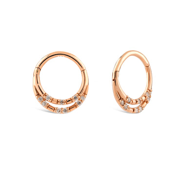 Pırlanta Taşlı Halka Altın Piercing - Mireis