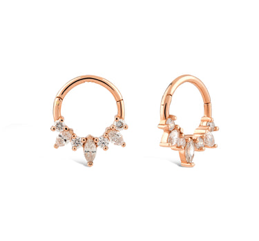 Markiz Pırlanta Taşlı Halka Altın Piercing- Mireva