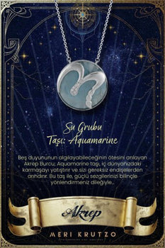 Scorpio Aquamarine and Diamond Stone Gold Zodiac Necklace