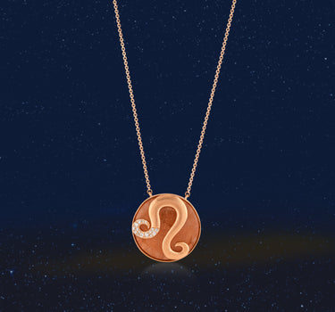Leo Sunstone and Diamond Stone Gold Zodiac Necklace