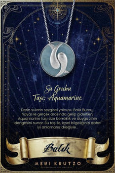 Pisces Aquamarine and Diamond Gold Zodiac Necklace