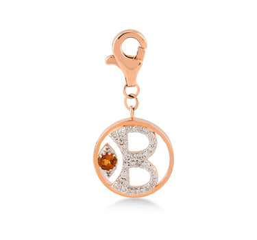 Pırlanta Taşlı B Harfi Altın Charm -Me Charm Koleksiyonu