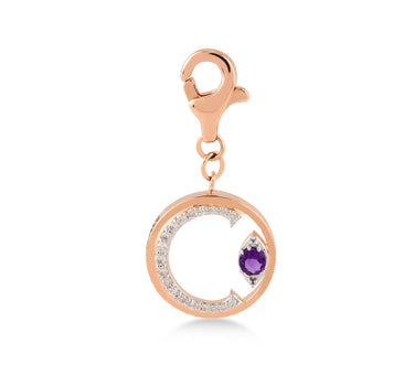 Pırlanta Taşlı C Harfi Altın Charm -Me Charm Koleksiyonu