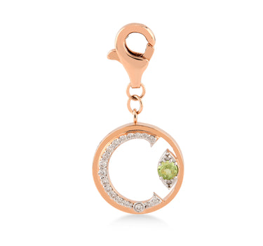 Pırlanta Taşlı Ç Harfi Altın Charm -Me Charm Koleksiyonu