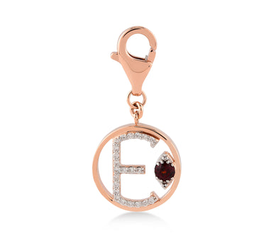 Pırlanta Taşlı E Harfi Altın Charm -Me Charm Koleksiyonu