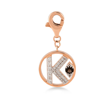 Pırlanta Taşlı K Harfi Altın Charm -Me Charm Koleksiyonu