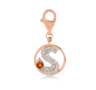 Pırlanta Taşlı S Harfi Altın Charm -Me Charm Koleksiyonu