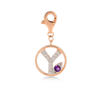 Pırlanta Taşlı Y Harfi Altın Charm -Me Charm Koleksiyonu