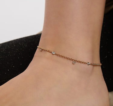Diamond Stone Gold Anklet -Cheery