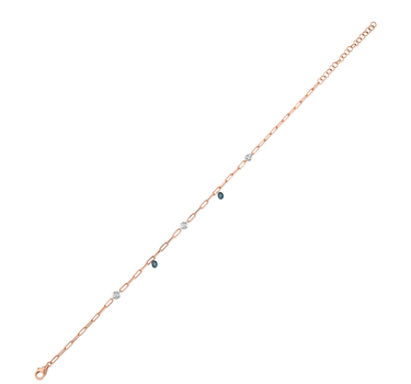 Gold Anklet with Blue Diamond Stone -Cheery