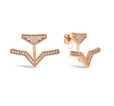 Gold Earrings with Diamond Stones - Dazzling Fulcrum