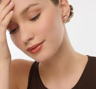 Gold Earrings with Diamond Stones - Dazzling Fulcrum