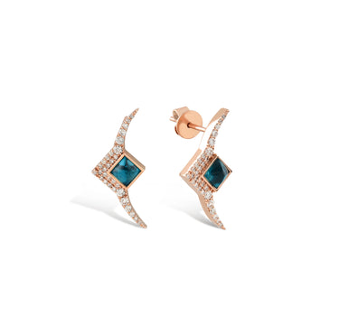 Gold Ring with Diamonds and Blue Stones - Elizabeth