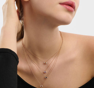 Diamond and Colored Stone Evil Eye Bead Mini Gold Earrings - Guarding Collection