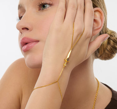 Brown and Diamond Matte Yellow Gold Sword Shahmaran - Eclipse of Morrigan