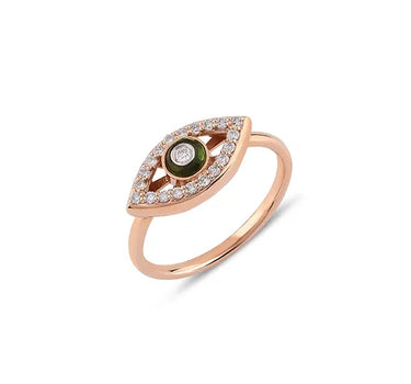 Diamond and Green Stone Eye Gold Ring - Eternal Eye