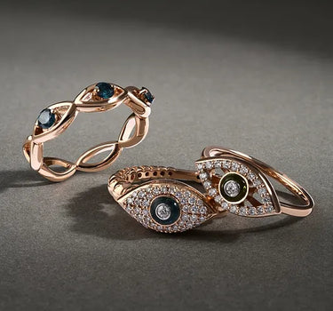 Diamond and Green Stone Eye Gold Ring - Eternal Eye