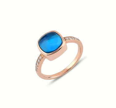 Diamond and Blue Stone Gold Ring - Twinkle Glow
