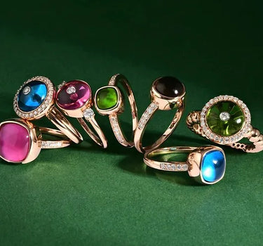 Diamond and Blue Stone Gold Ring - Twinkle Glow