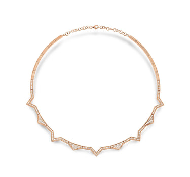 Gold Necklace with Diamond Stones - Dazzling Fulcrum