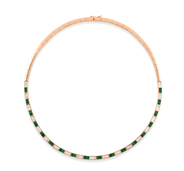 Malachite and Baguette Diamond Gold Necklace - Green Ocean