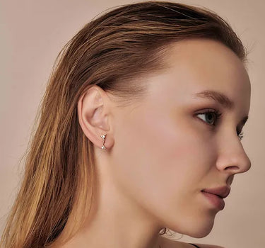 Pırlanta Taşlı Altın Tek Küpe - Hearth Beat