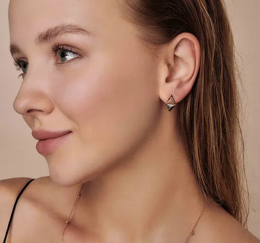 Mavi Pırlanta ve Pırlanta Taşlı Tek Altın Küpe - Icon