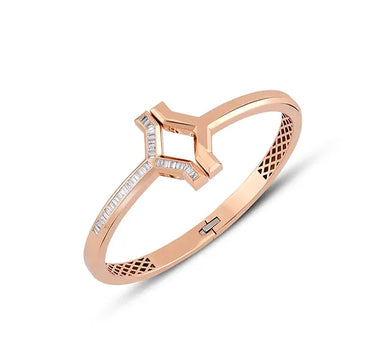 Baguette Diamond Stone Gold Bangle - Soul Balance