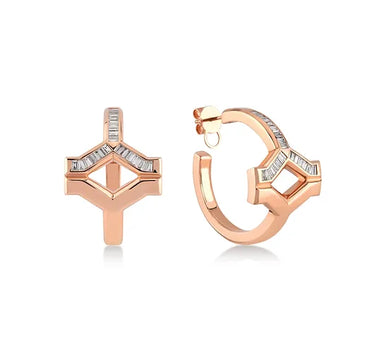 Baguette Diamond Gold Hoop Earrings - Soul Balance