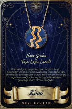 Kova Burcu Lapis Lazuli ve Pırlanta Taşlı Altın Burç Kolye