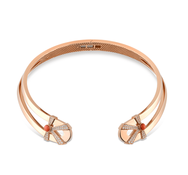 Coral and Diamond Gold Necklace - Blooming Lotus