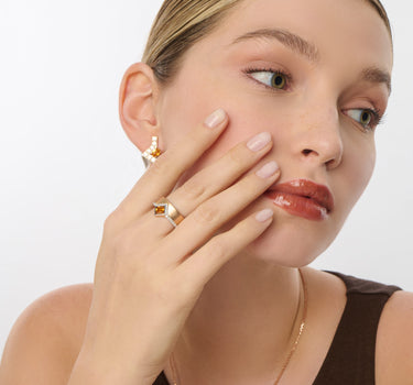 Diamond and Citrine Stone Gold Wedding Ring - Loved One