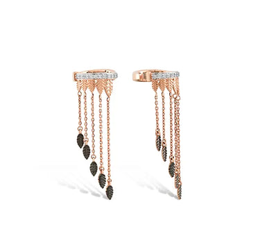 Pırlanta Taşlı Sallantılı Altın Kaf - Leaf