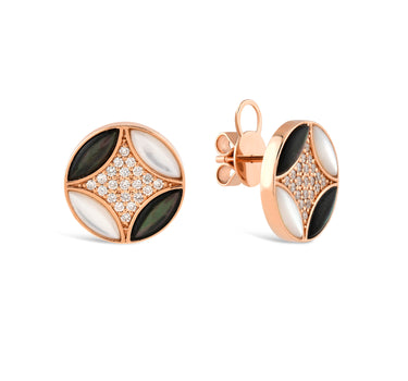Diamond and Mother-of-Pearl Gold Earrings - Lotus Radiance