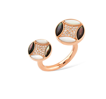 Diamond and Mother-of-Pearl Gold Ring - Lotus Radiance