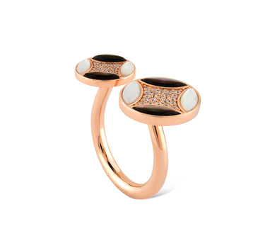Diamond and Mother-of-Pearl Gold Ring - Lotus Radiance