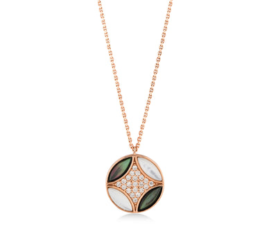 Diamond and Mother-of-Pearl Gold Necklace - Lotus Radiance