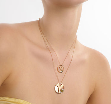 Letter Y, Diamond Stone Large Evil Eye Beaded Gold Necklace - Me Collection