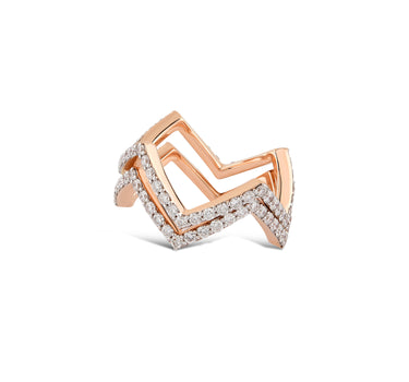Diamond Stone Double Design Gold Ring - Modern Dream
