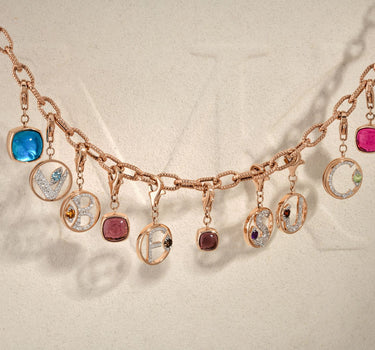 Mor Taşlı Altın Charm