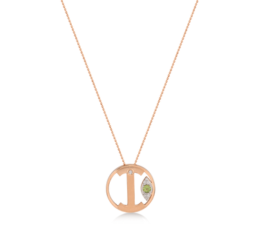 Mini I Letter Gold Necklace with Diamonds and Colored Stones - Me Mini Letter Collection