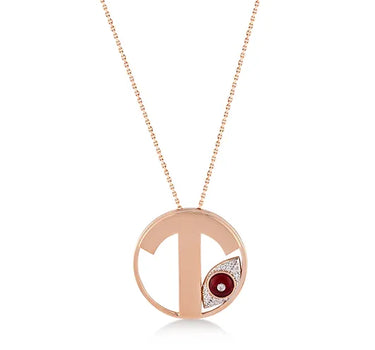 Letter T, Diamond Stone and Large Evil Eye Beaded Gold Necklace - Me Collection