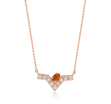 Gold Necklace with Diamond and Citrine Stone - Balance