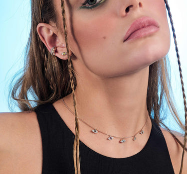 Çok Renkli ve Pırlanta Taşlı Altın Kolye - Guarding Koleksiyonu