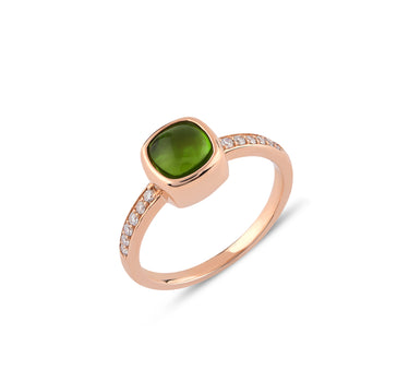 Diamond and Green Stone Gold Ring - Twinkle Glow