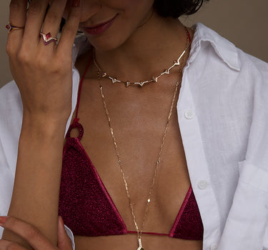 Gold Ring with Diamond and Pink Sapphire Stone - Pink Poise